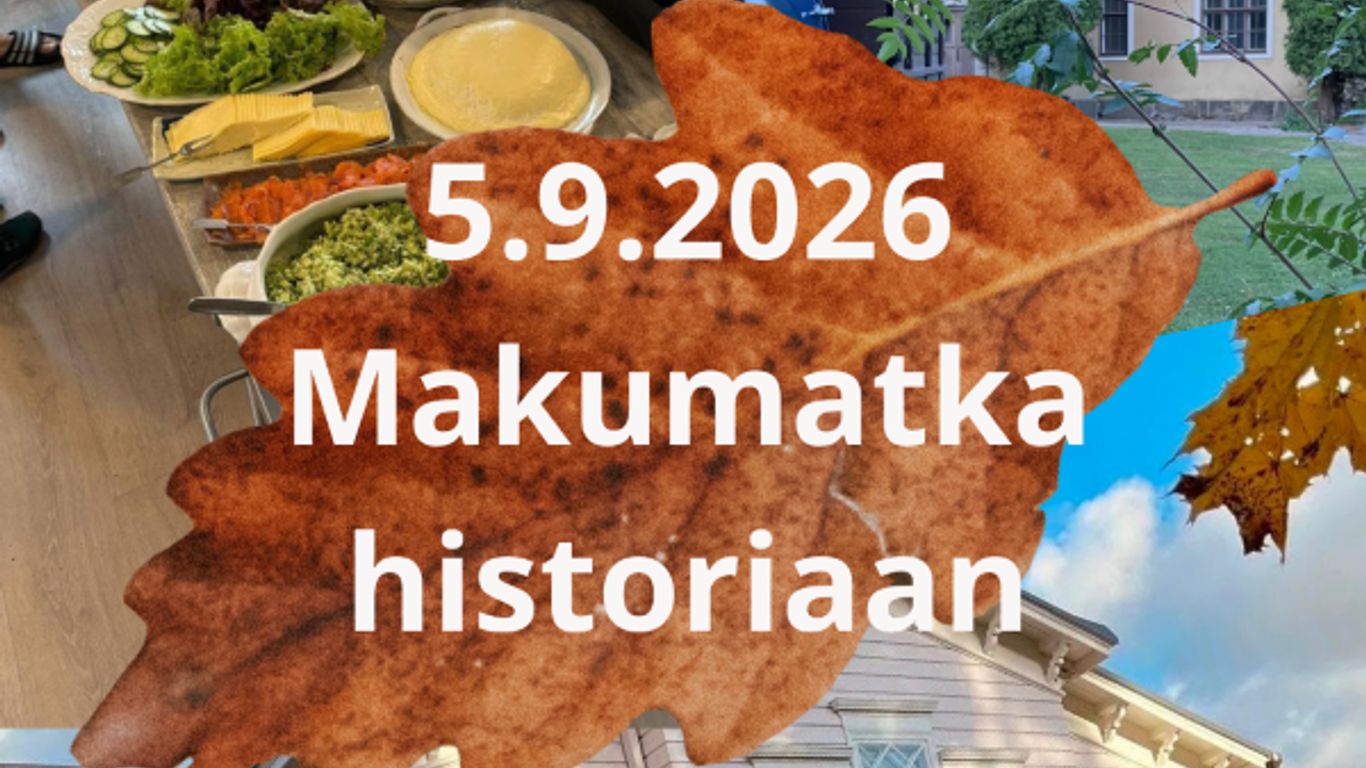 Kuvassa syksyn lehti ja tapahtuman nimi.