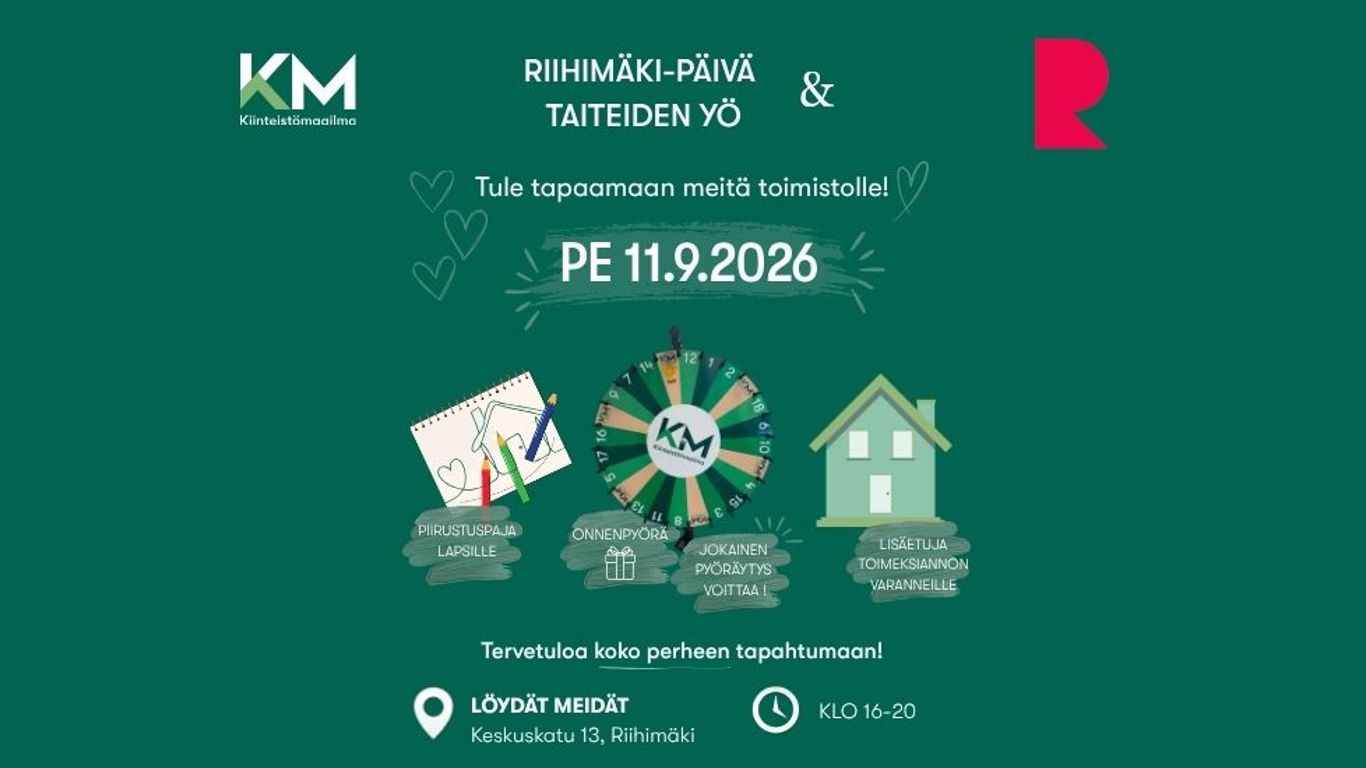 Asuntomyymälän Riihimäki-päivä & Taiteiden yö 2026